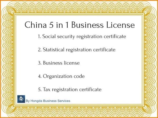 china five in one business license china five in one business license