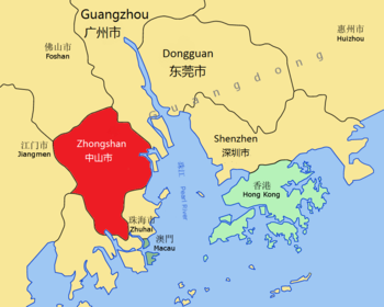 Zhongshan's location in the GPRD Zhongshan's location in the GPRD